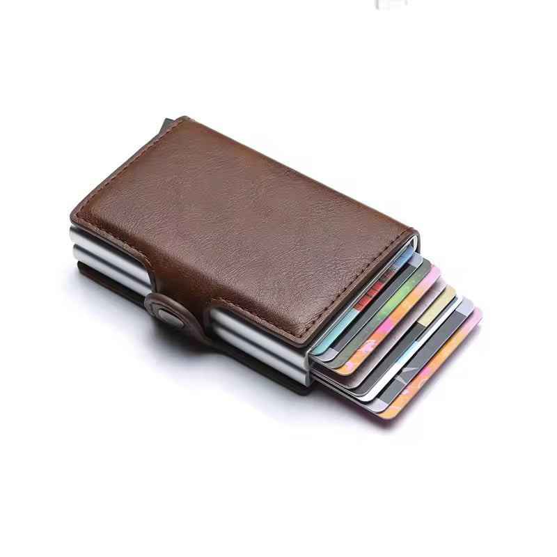 Compact Leather Wallet with Pop-Up Card Holder