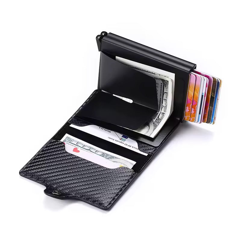 Compact Leather Wallet with Pop-Up Card Holder