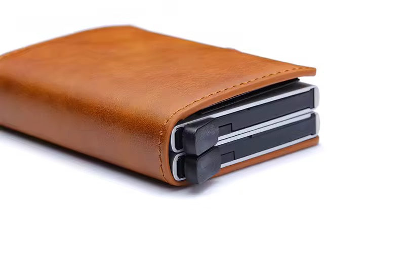 Compact Leather Wallet with Pop-Up Card Holder