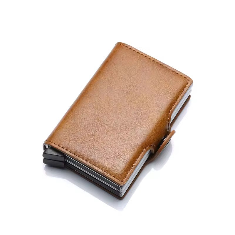 Compact Leather Wallet with Pop-Up Card Holder