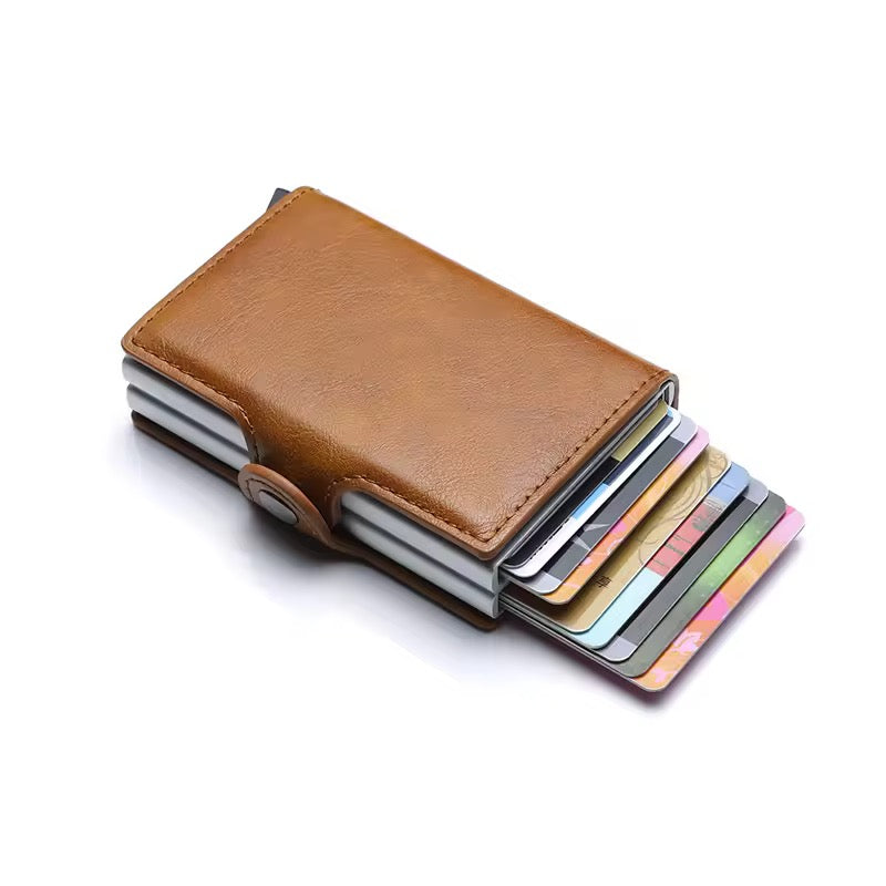 Compact Leather Wallet with Pop-Up Card Holder