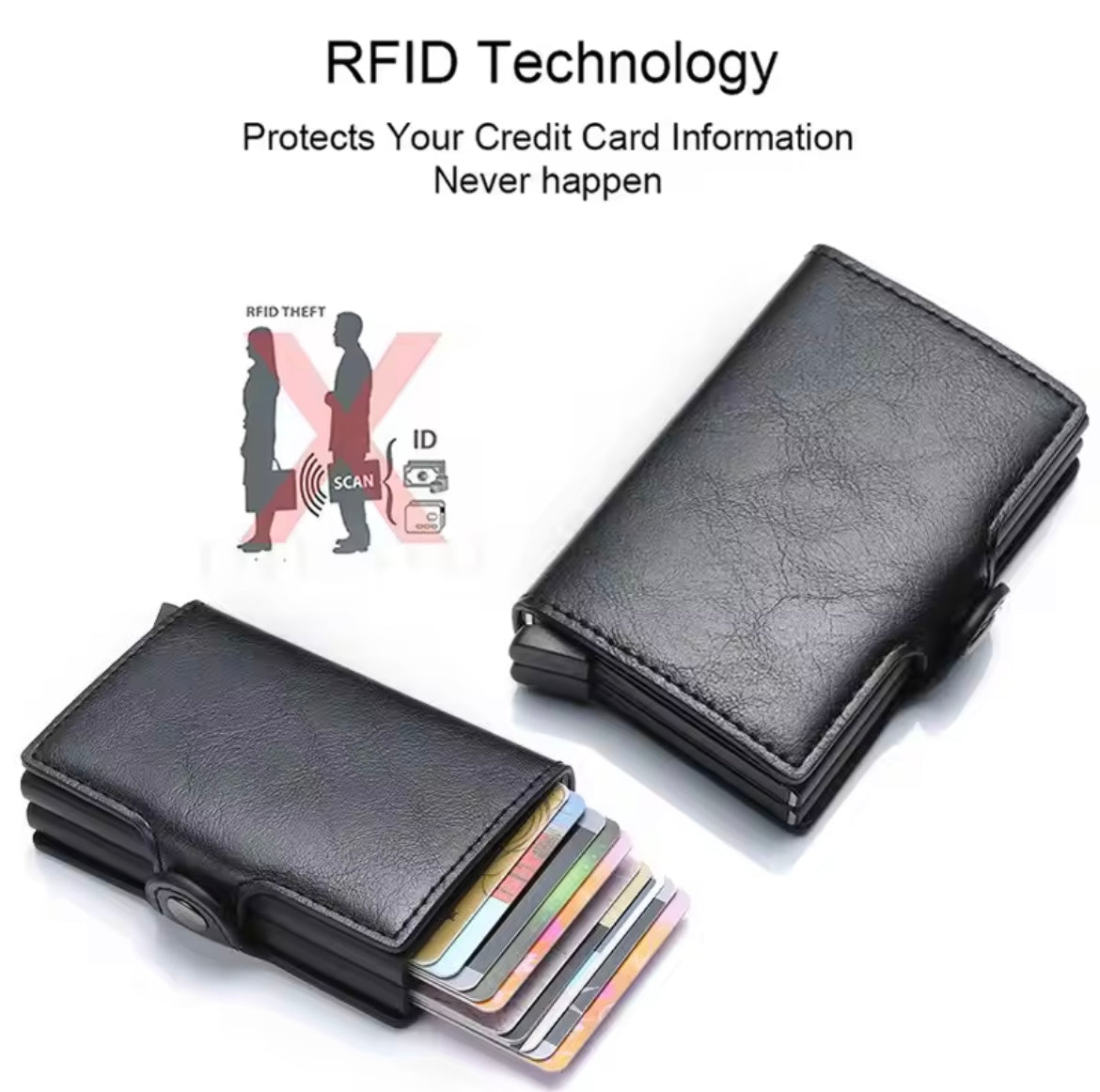 Compact Leather Wallet with Pop-Up Card Holder