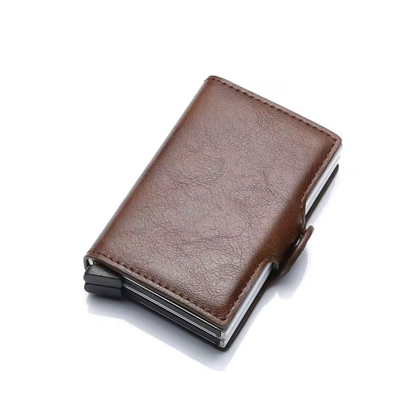 Compact Leather Wallet with Pop-Up Card Holder